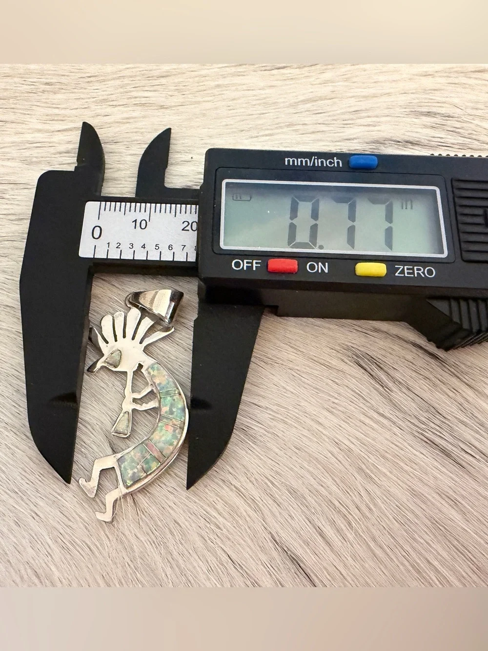 ❤️ Navajo Signed Zuni Style Kokopelli Multistone & Fiery Lab Opal 925 Pendant
